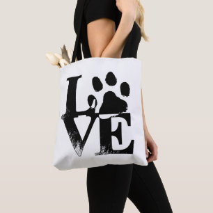 Bolso De Tela Paw Print LOVE Tote Bag