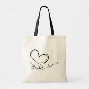 Bolso De Tela Paw y amor de mano