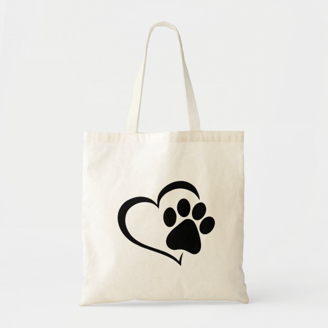 Bolso De Tela PawPrint y Heart Design (Frente)
