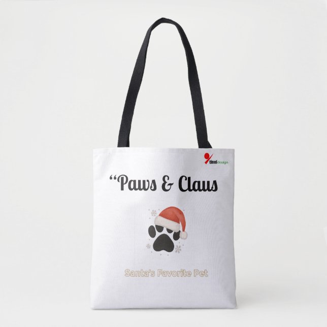 Bolso De Tela Paws & Claus – Santa’s Favorite Pet (Anverso)