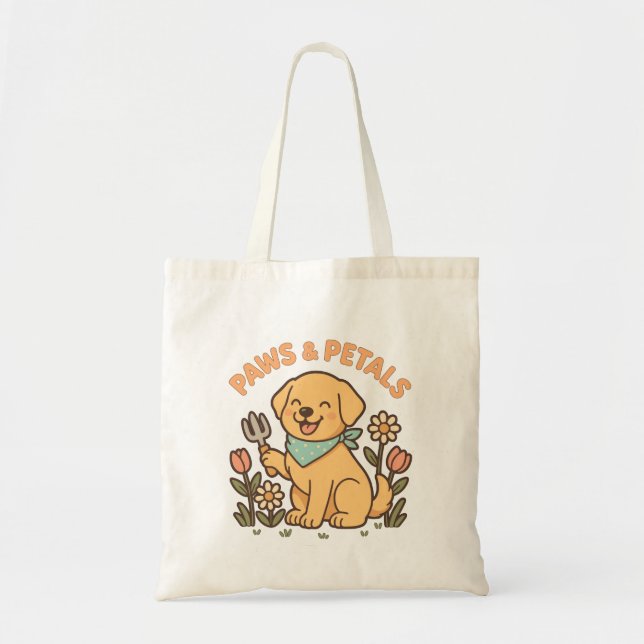 Bolso De Tela Paws & Petals - Pequeña camiseta de perro de jardi (Frente)