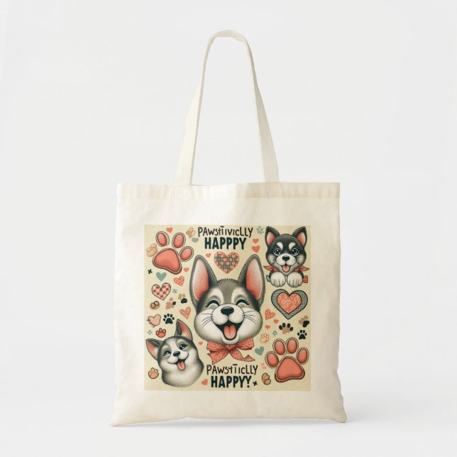 Bolso De Tela Pawsitive Happy (Frente)
