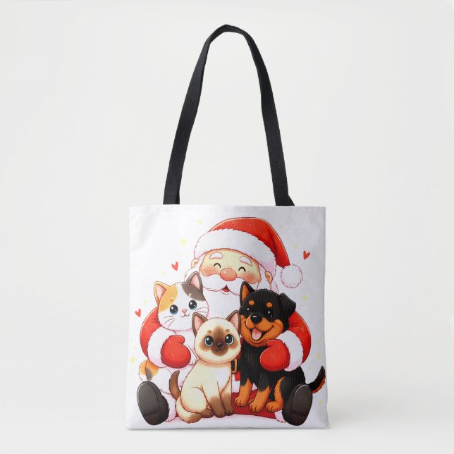 Bolso De Tela Pawsitively Huggable: Santa’s Snuggle Squad (Anverso)