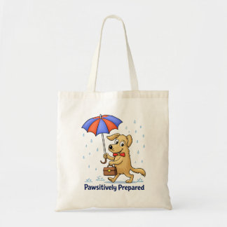 Bolso De Tela Pawsitively Prepared – Cute Dog with Umbrella