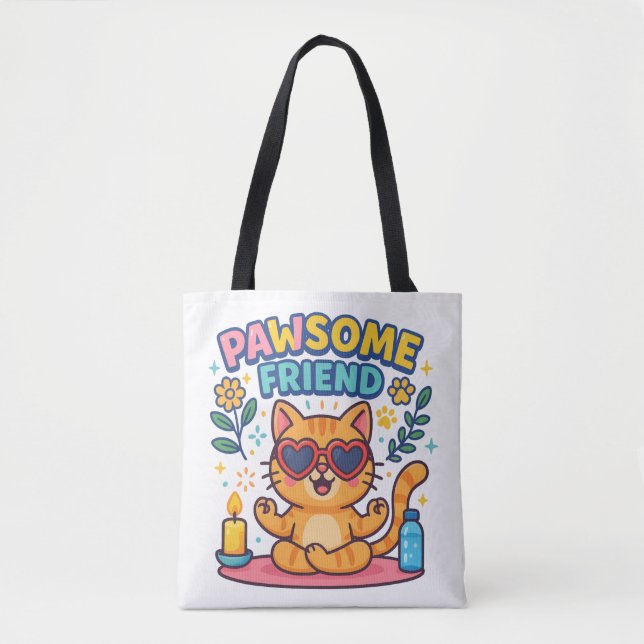 Bolso De Tela Pawsome Friend Because Every Cat Deserves Love (Anverso)