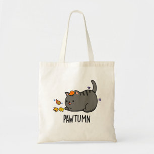 Bolso De Tela Pawtumn lindo Autumn Kitty Cat Pun