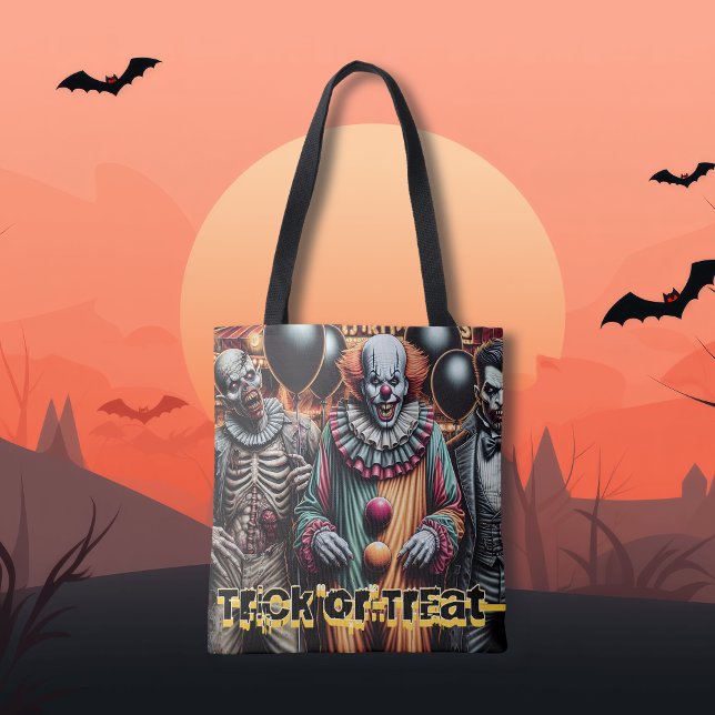 Bolso De Tela Payaso, vampiro y zombi Halloween Trick o Trete (Subido por el creador)