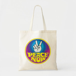 Bolso De Tela Paz Ahora Groovy Retro Estilo Hippie Signo de Paz