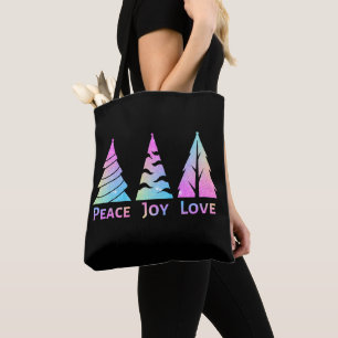 Bolso De Tela Paz Alegría Amo Árboles de Navidad