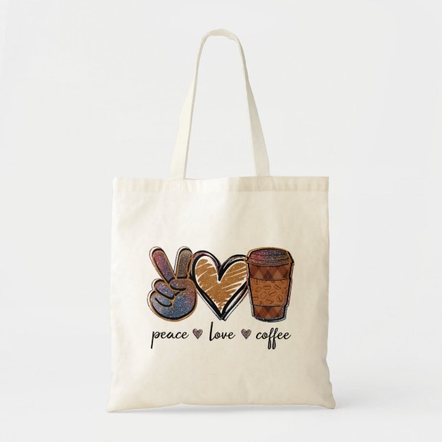 Bolso De Tela Paz, amor, café (Frente)