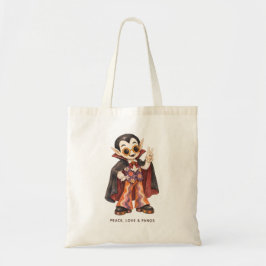 Bolso De Tela Paz Amor & Colmillos Groovy Retro Vampire Hallowee
