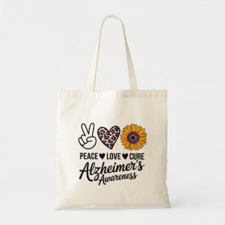 Bolso De Tela PAZ AMOR CURA Conciencia del Alzheimer