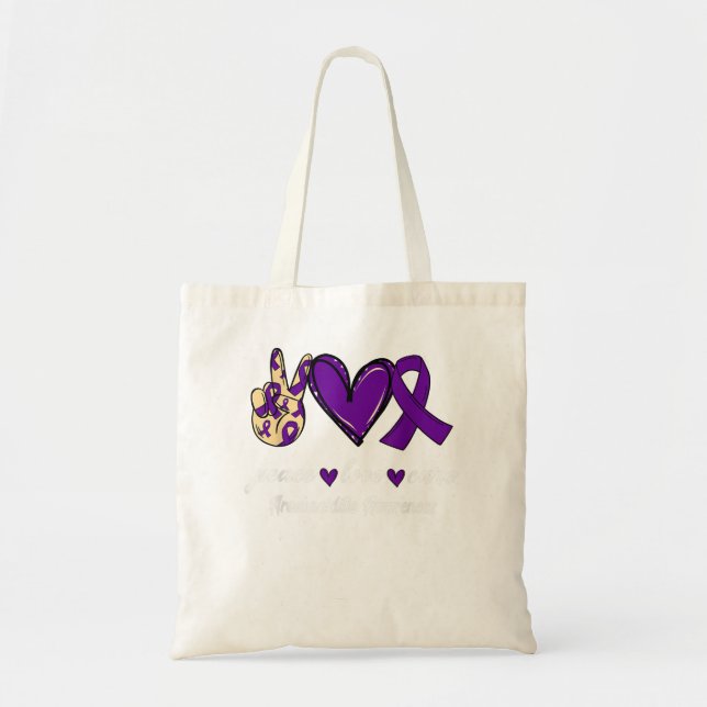 Bolso De Tela Paz Amor Cure Arachnoiditis Púrpura Cinta Awaren (Frente)