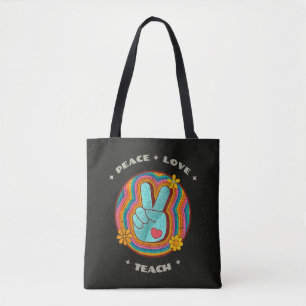 Bolso De Tela Paz Amor Enseña Vintage Retro 70s Hippie