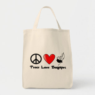 Bolso De Tela Paz, amor, gaitas