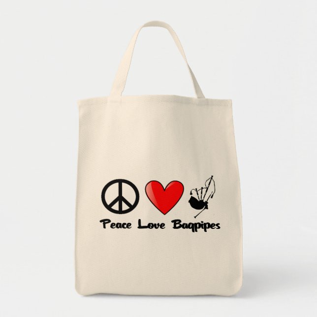 Bolso De Tela Paz, amor, gaitas (Frente)