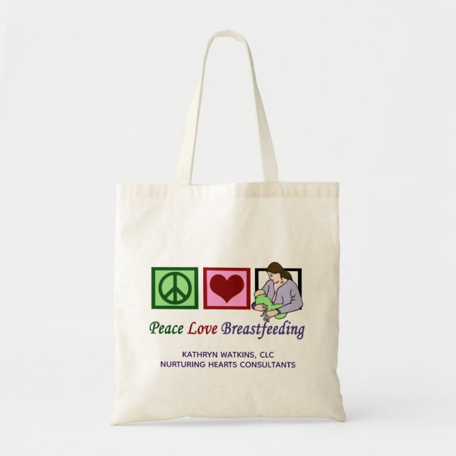 Bolso De Tela Paz Amor Lactancia Amamantando Cuta Lactancia Cons (Frente)