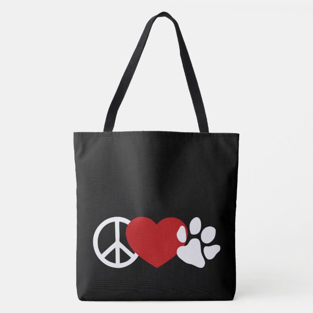 Bolso De Tela Paz-Amor-Paw (Anverso)