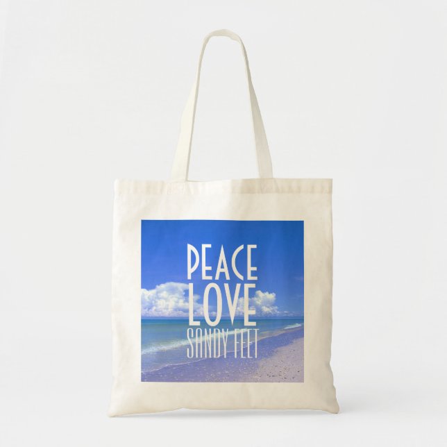 Bolso De Tela Paz, amor, pies de Sandy (Frente)