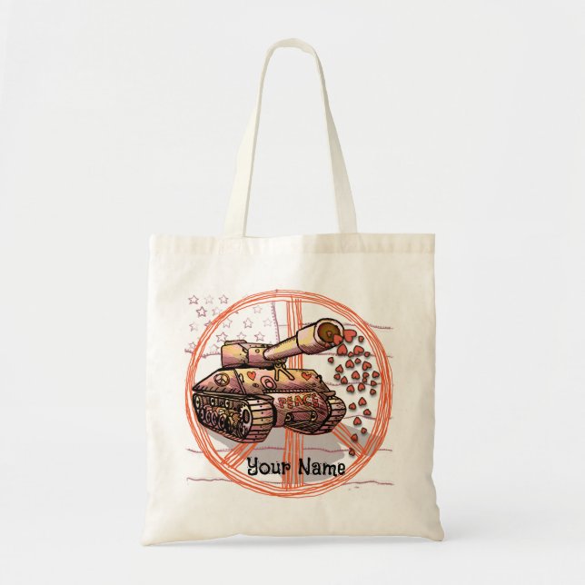 Bolso De Tela Paz Amor Tanque (Frente)