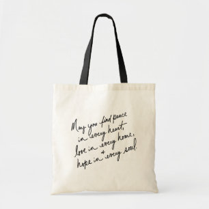 Bolso De Tela Paz Amor y Esperanza Escrito a Mano