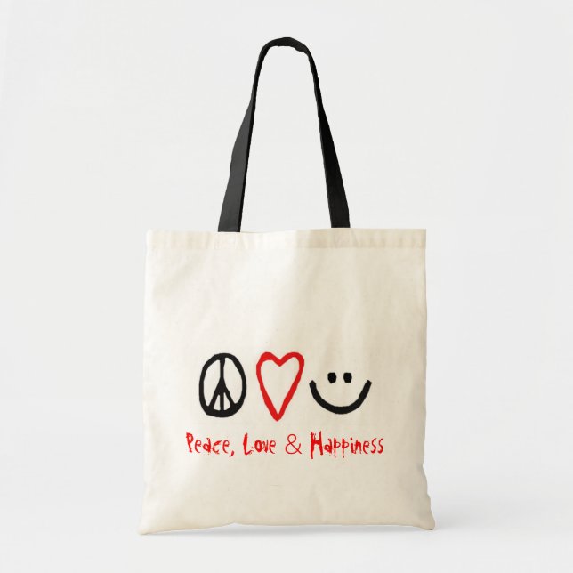 Bolso De Tela Paz, amor y felicidad (Frente)