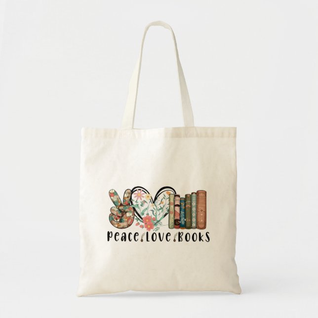 Bolso De Tela Paz, amor y libros (Frente)