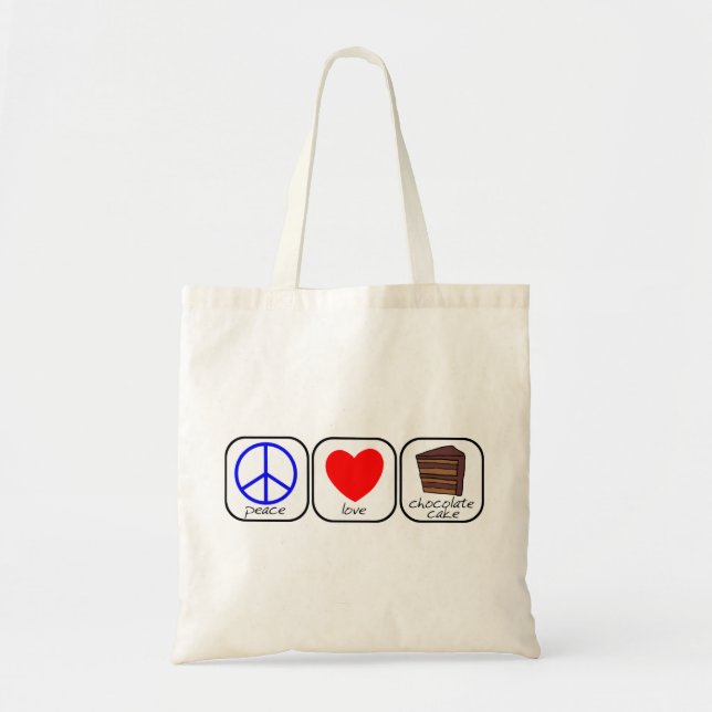Bolso De Tela Paz, amor y pastel de chocolate (Frente)