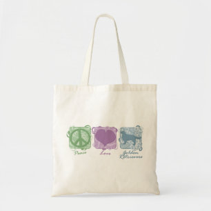 Bolso De Tela Paz en colores pastel, amor, y perros perdigueros