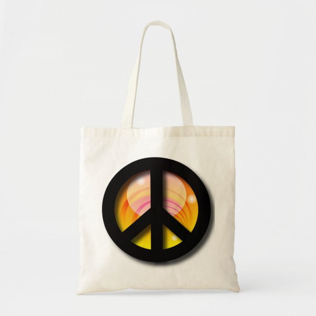Bolso De Tela Paz grande de la puesta del sol (Frente)