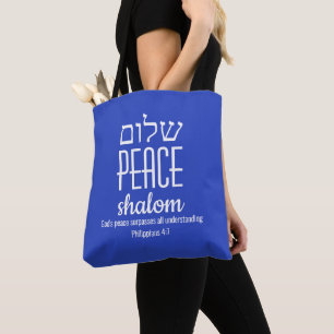 Bolso De Tela PAZ Hebreo שלום Escritura Shalom