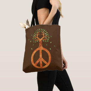 Bolso De Tela Paz para los Árboles - Corazón de poder de las flo