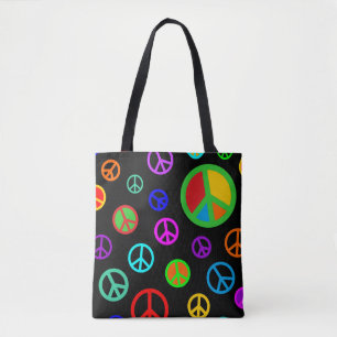 Bolso De Tela PAZ - Patrón plano multicolor + tu trasero.