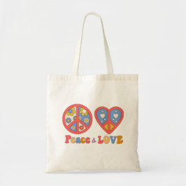 BOLSO DE TELA PAZ Y AMOR TOTE HIPPIE