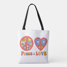 BOLSO DE TELA PAZ Y AMOR TOTE HIPPIE