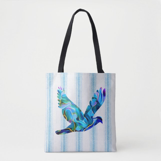 Bolso De Tela Peace Blue Abstract Dove Tote Bag (Anverso)