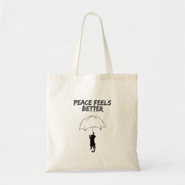 Bolso De Tela Peace Feels Better – Editable Quote Cat Tote Bag