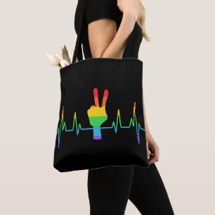 Bolso De Tela Peace Gay Heartbeat LGBT
