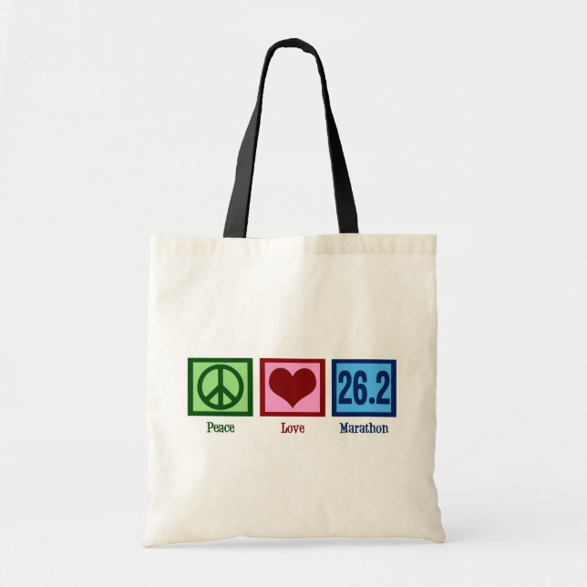 Bolso De Tela Peace Love 26.2 Marathon Runner (Frente)