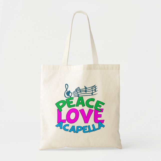 Bolso De Tela Peace Love Acapella (Frente)