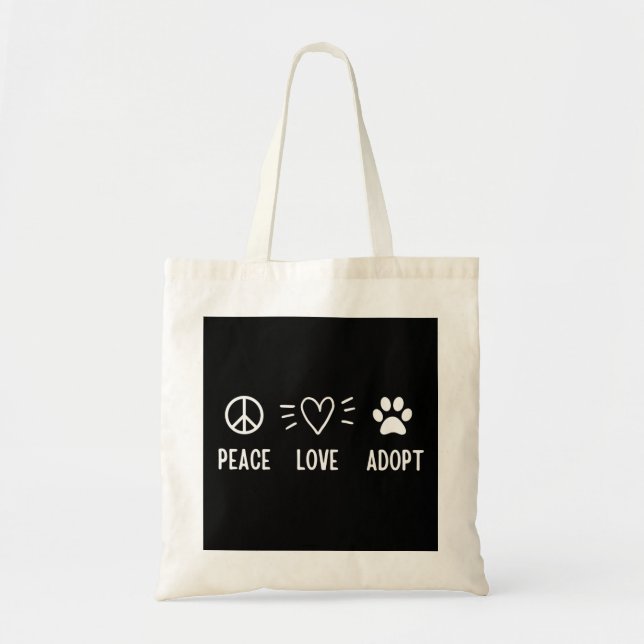 Bolso De Tela Peace Love Adopte (Frente)