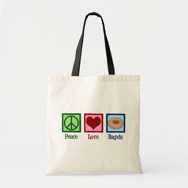 Bolso De Tela Peace Love Bagels (Frente)