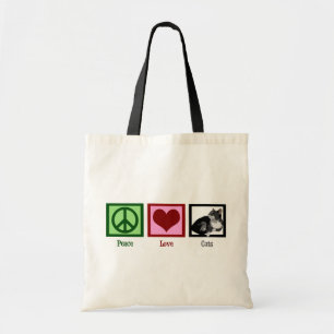 Bolso De Tela Peace Love Cats Cute