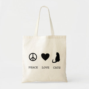 Bolso De Tela Peace Love Cats Tote presupuestario