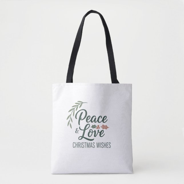 Bolso De Tela Peace & Love Christmas Tote Bag (Anverso)
