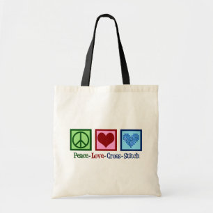 Bolso De Tela Peace Love Cross Stitch