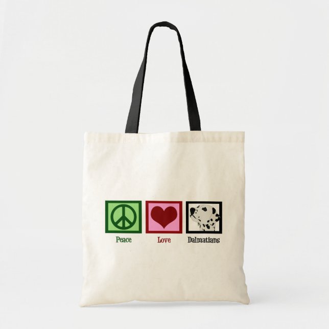 Bolso De Tela Peace Love Dalmatians (Frente)