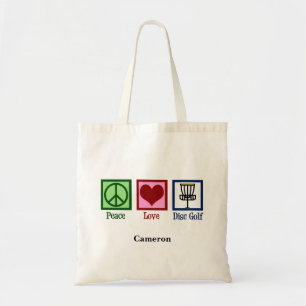 Bolso De Tela Peace Love Disk Golf Personalizado