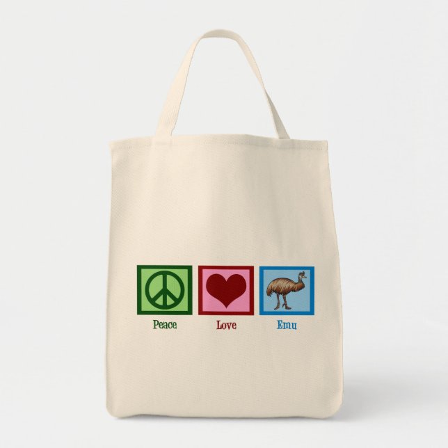 Bolso De Tela Peace Love Emu (Frente)