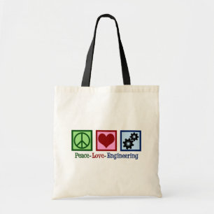 Bolso De Tela Peace Love Engineering Cute Engineers Gears